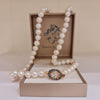 White Pearl Necklace with crystal Clasp