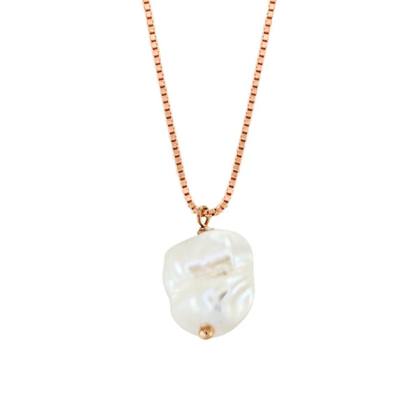 Baroque Pearl Pendant on Rose gold plated chain