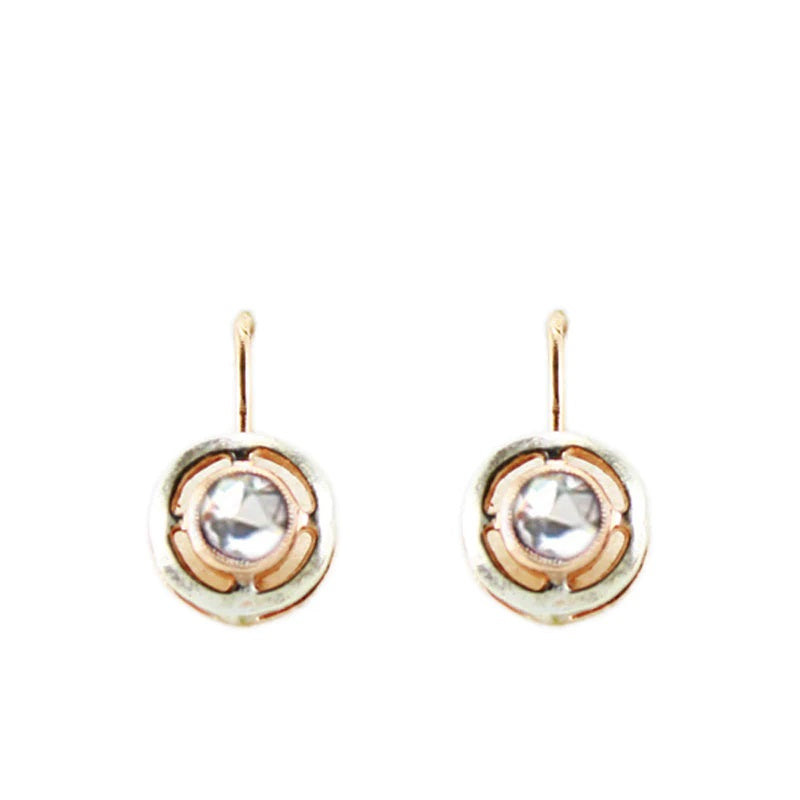 Contemporary bright crystal drop earrings in sterling silver with 18 carat rose gold plating