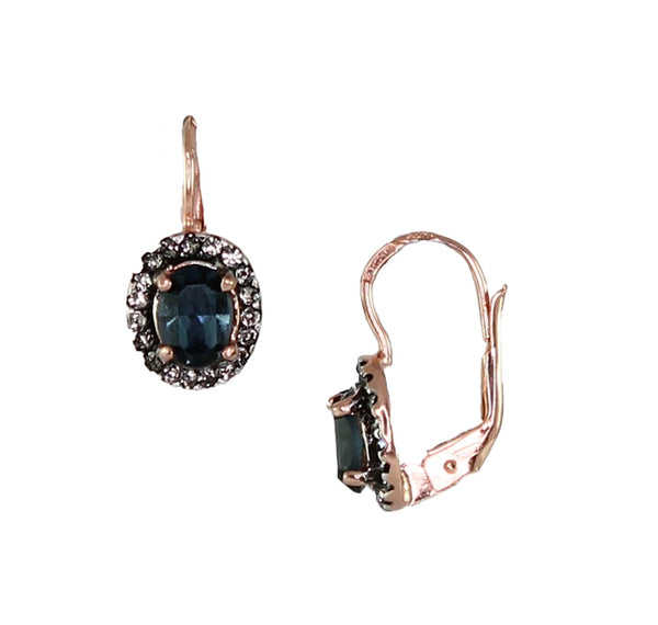 Dark Blue Crystal Drop Earrings