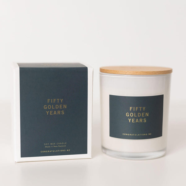 Fifty Golden Years - Fifty Year Anniversary Candle from Congratulations NZ