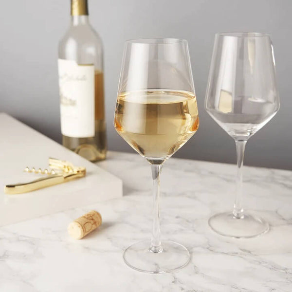 Chardonnay Glasses | Viski Raye Angled Crystal (Set of 2)