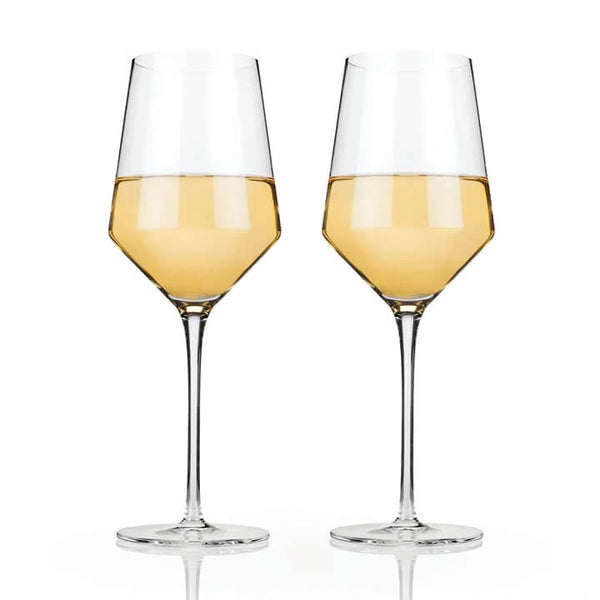 Chardonnay Glasses | Viski Raye Angled Crystal (Set of 2)