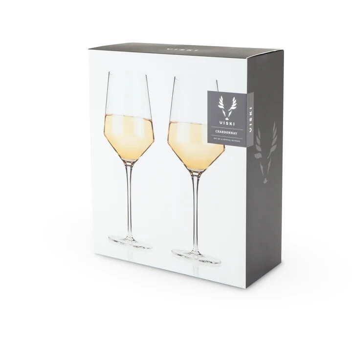 Chardonnay Glasses | Viski Raye Angled Crystal (Set of 2)