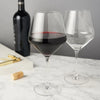 Set of 2 Crystal angled burgundy red wine glasses