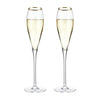 Gold Rimmed Crystal Champagne Flutes set of 2