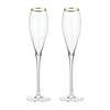 Gold Rimmed Crystal Champagne Flutes set of 2