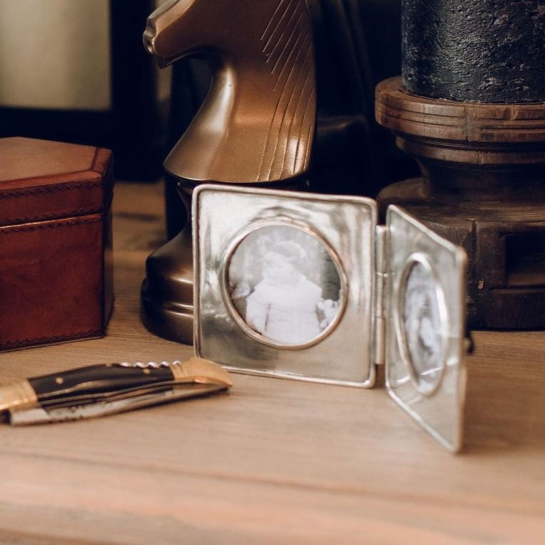 Double Photo Frame in Pewter