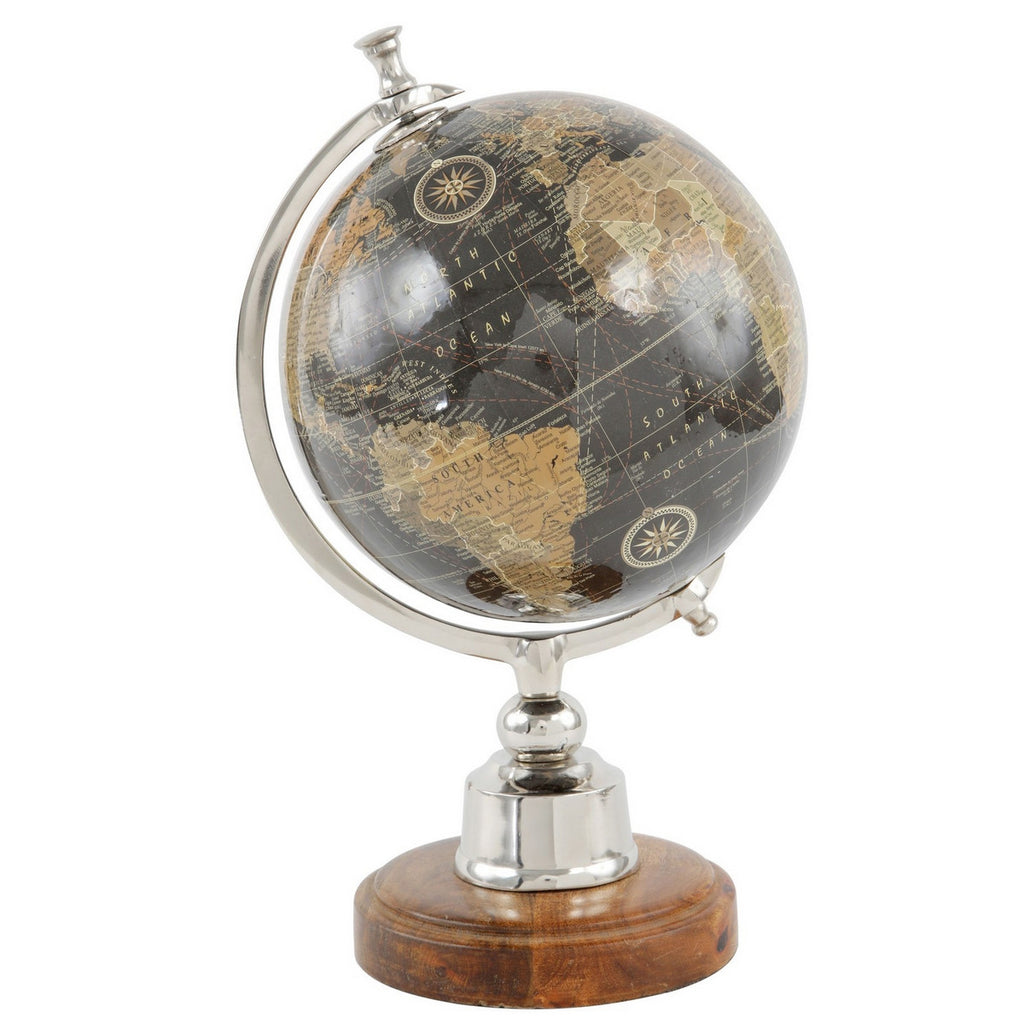 Globe with wooden base