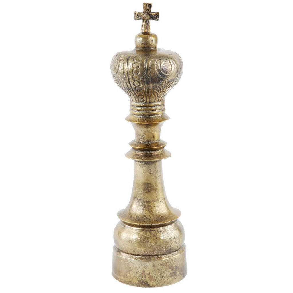 Brass King and Queen Chess Piece Statues