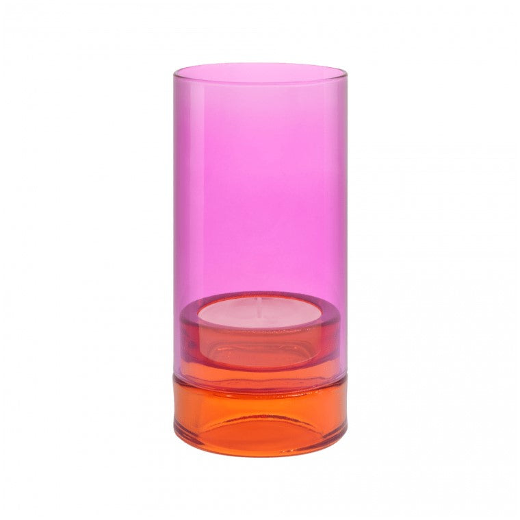 Pink and orange reversible glass lantern