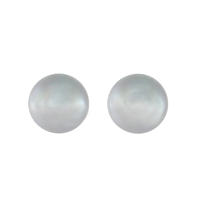 Silver freshwater pearl stud earrings large