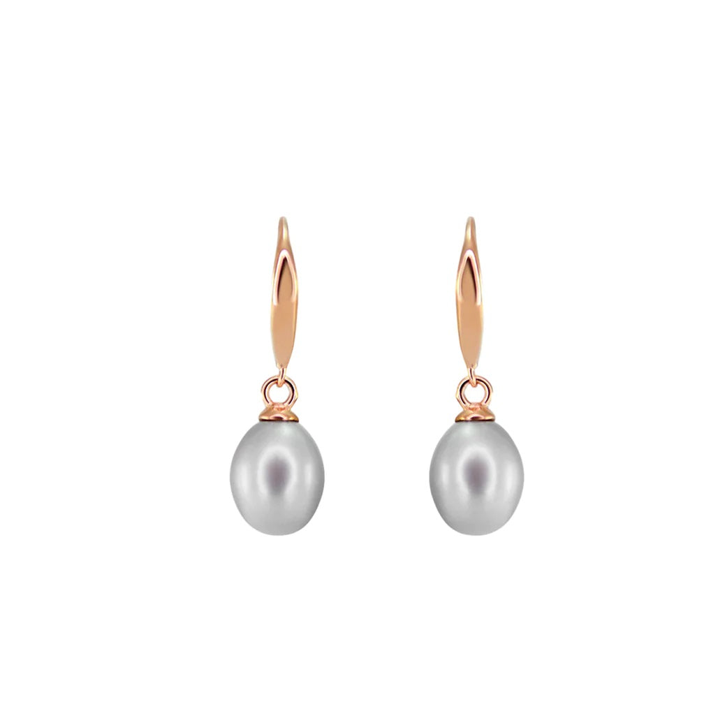 Silver Freshwater pearl hook earrings rose gold plated