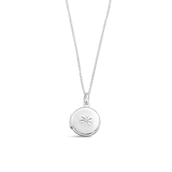 Sterling Silver Locket with cubic zirconia