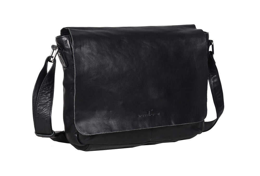 Urban Forest Black Leather Satchel