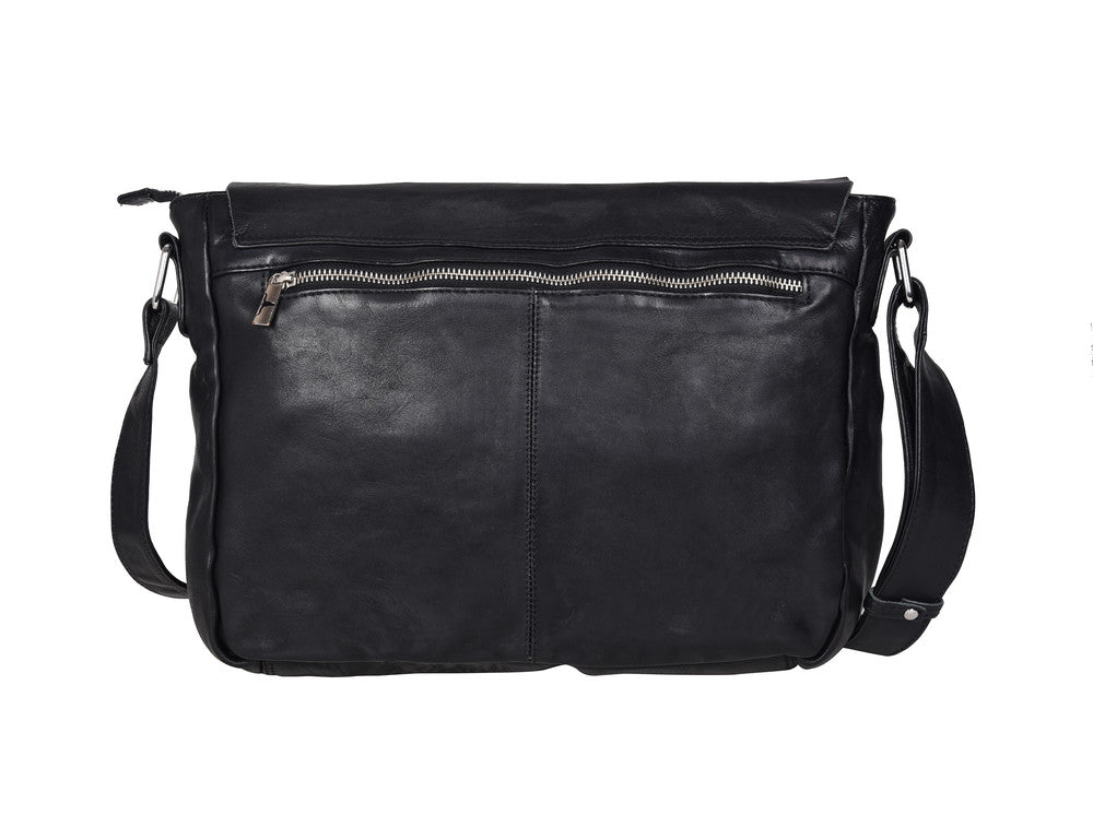 Urban Forest Black Leather Satchel