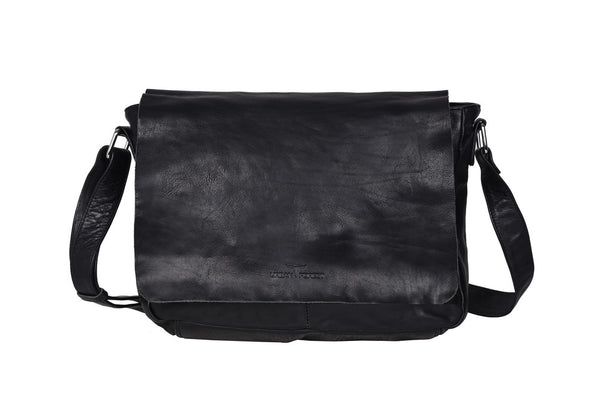 Urban Forest Black Leather Satchel