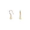 White Pearl Drop Earrings with rose gold french wire back