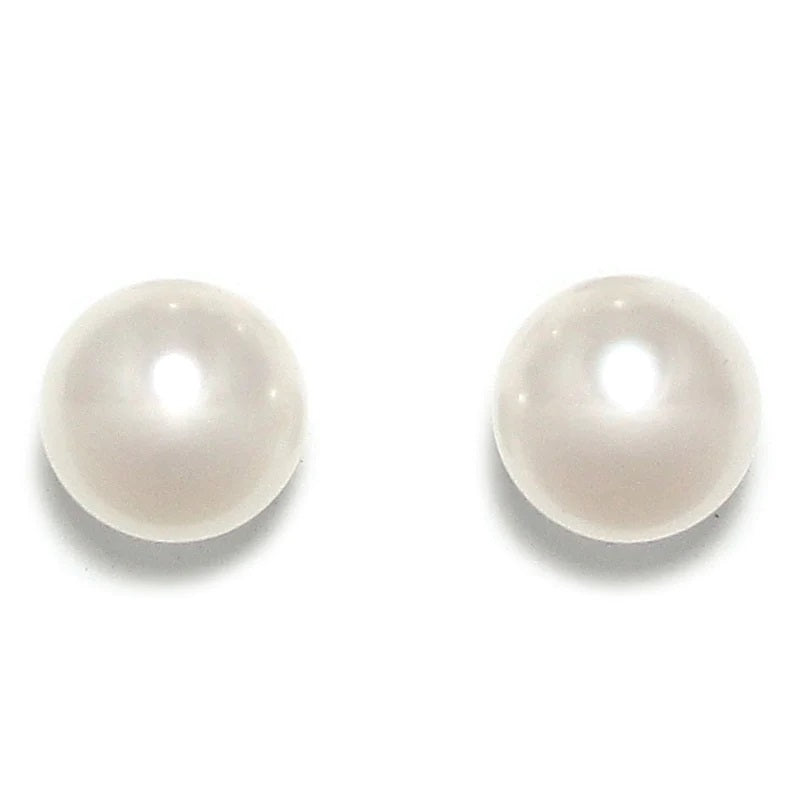 White Pearl Stud Earrings Large