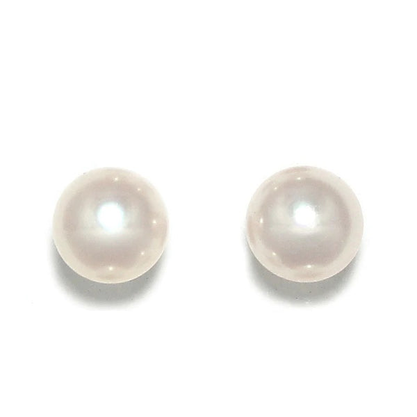 White freshwater pearl stud earring medium 10.5mm pearl