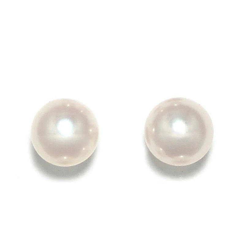 White freshwater pearl stud earring medium 10.5mm pearl