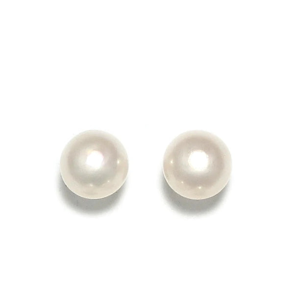 White freshwater pearl stud earring small 8mm pearl