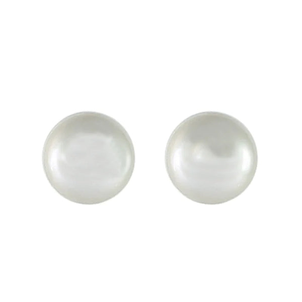 Silver freshwater pearl stud earrings medium