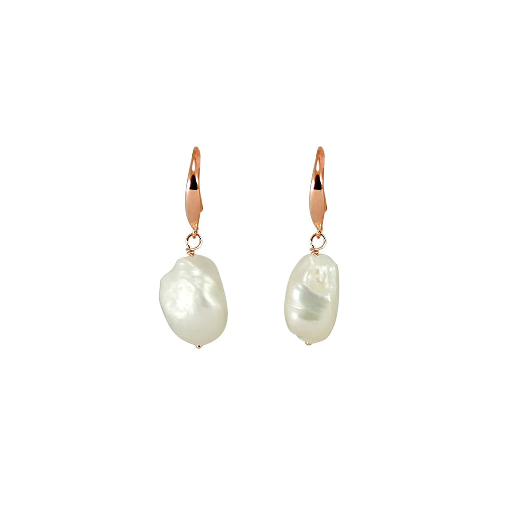 White Baroque Pearl Earrings